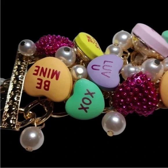 BETSEY JOHNSON SET Valentine Conversation Heart Necklace Bracelet & Earrings NWT